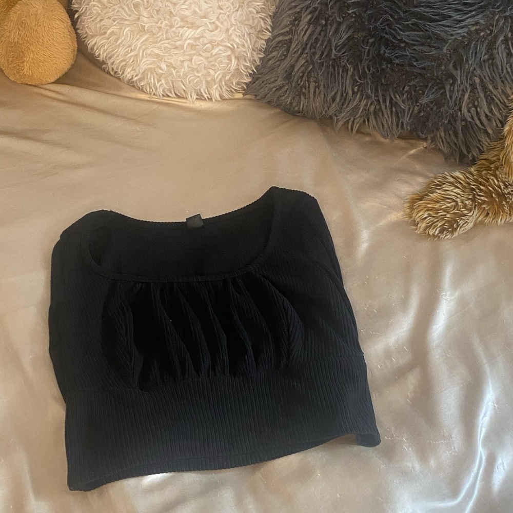 Black Cropped Long Sleeve Shirt from Blushmark